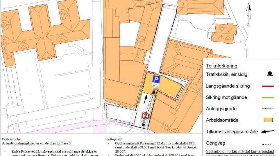 Lenkje til artikkel: Arbeid i Brugata - nytt køyremønster frå fredag 19. juni